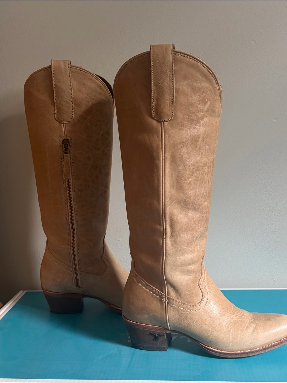 Lane Plain Jane (Butterscotch) Tall Tan Leather Western Boots - Women